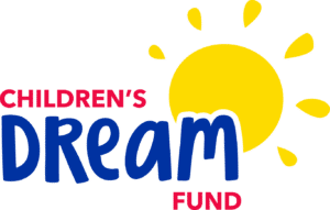 Children's Dream Fund logo, bright sun graphic with title of fund