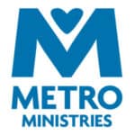 Metro Ministries logo, large "M" with a heart over Metro Ministries text